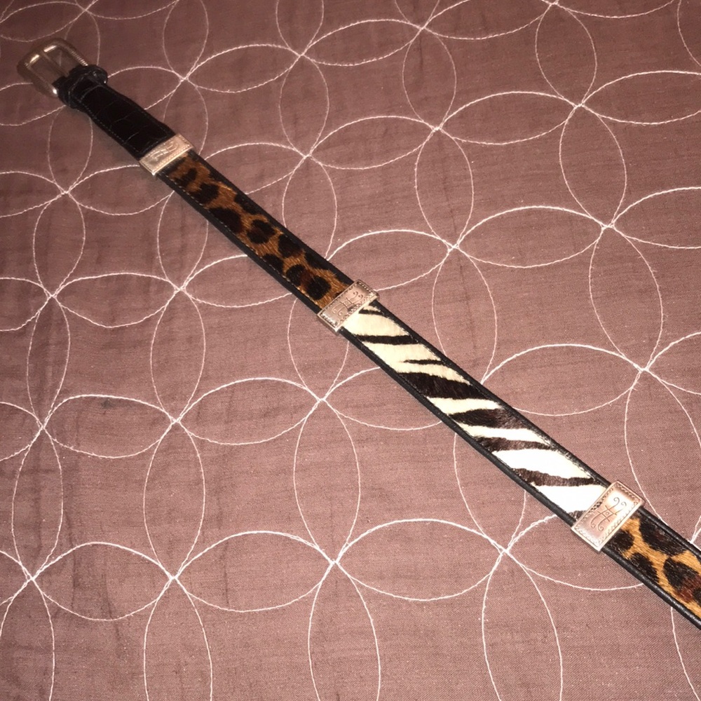 Brighton hair calf leather animal print belt 32